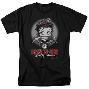 Betty Boop Born To Ride Mens T Shirt Black