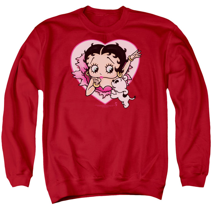 Betty Boop I Love Betty Mens Crewneck Sweatshirt Red