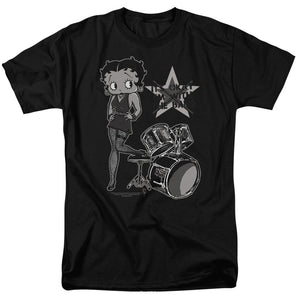 Betty Boop With The Band Mens T Shirt Black