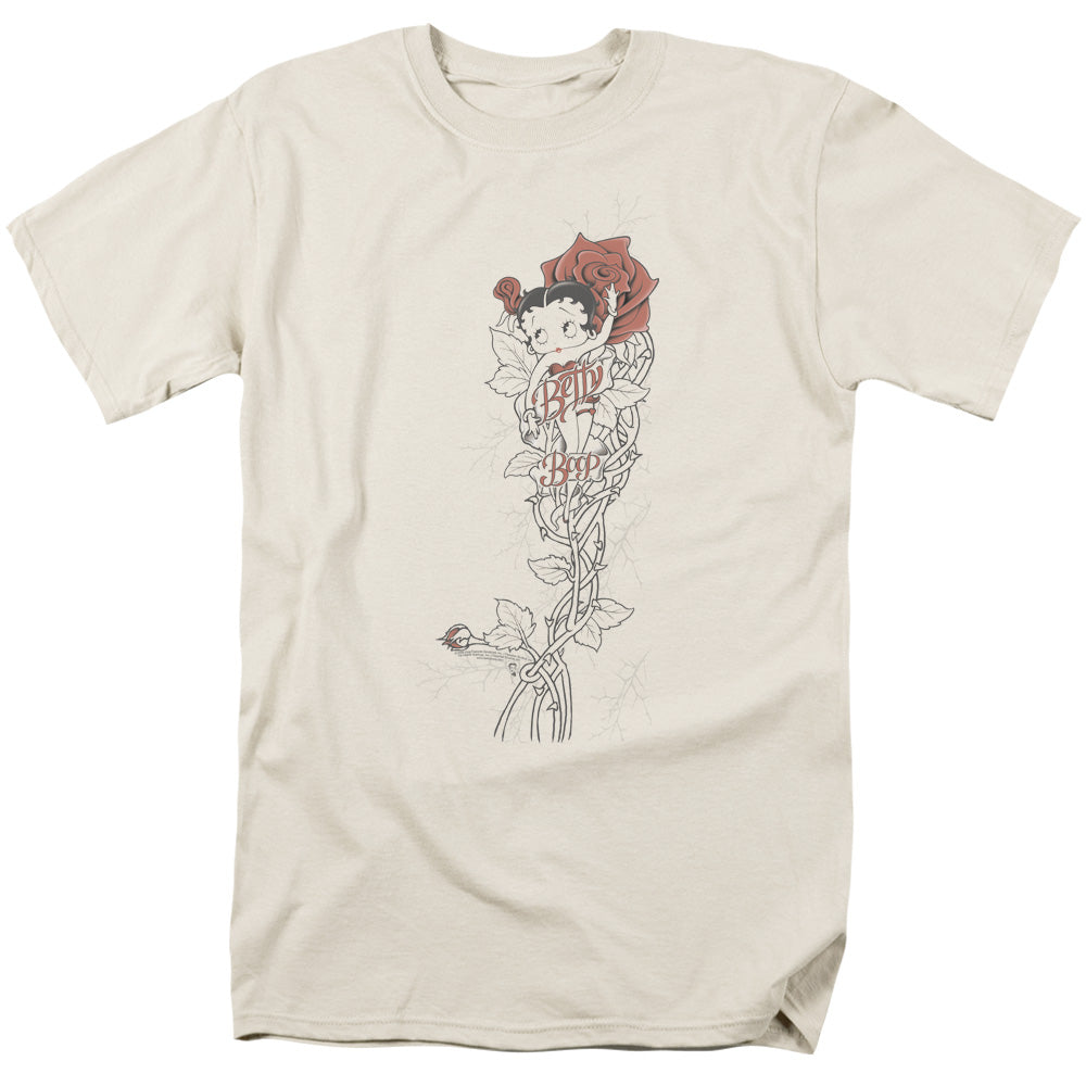 Betty Boop Thorns (Left Side Print) Mens T Shirt Cream