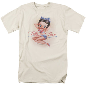 Betty Boop Stars And Stripes Forever Mens T Shirt Cream