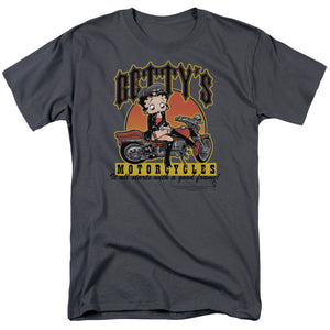 Betty Boop Bettys Motorcycles Mens T Shirt Charcoal