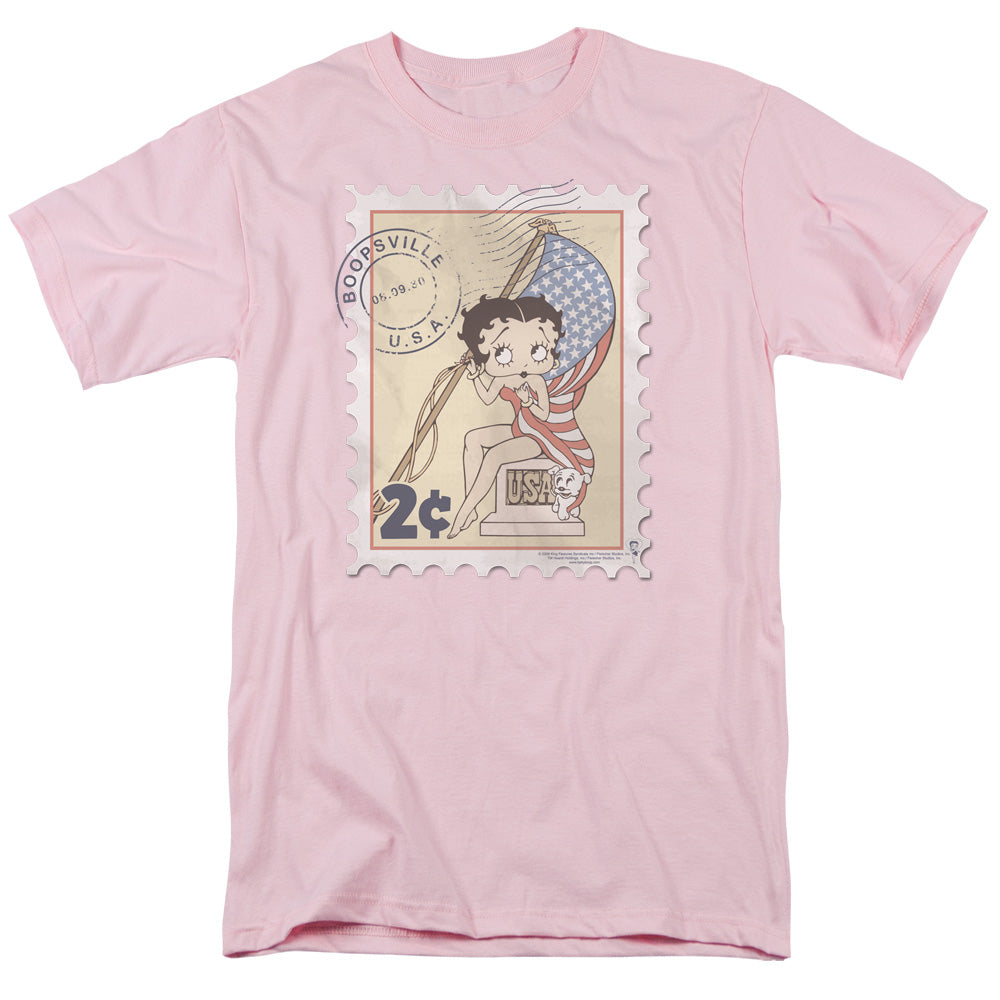 Betty Boop Vintage Stamp Mens T Shirt Pink