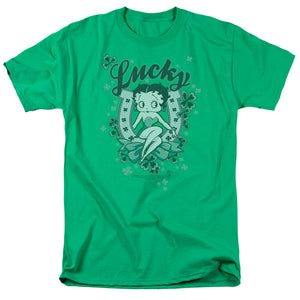 Betty Boop Lucky Boop Mens T Shirt Kelly Green