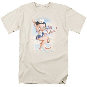 Betty Boop All Ashore Mens T Shirt Cream
