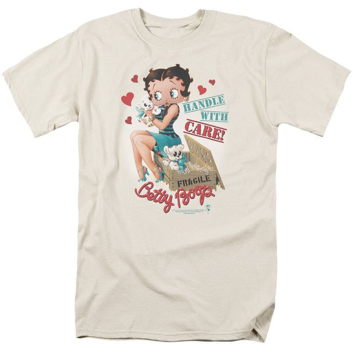 Betty Boop Handle With Care Mens T Shirt Cream