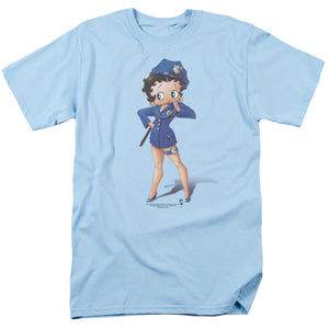 Betty Boop Officer Boop Mens T Shirt Light Blue