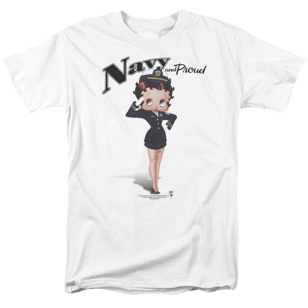 Betty Boop Navy Blue Boop Mens T Shirt White