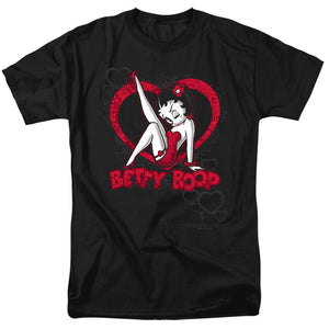 Betty Boop Scrolling Hearts Mens T Shirt Black