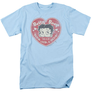 Betty Boop Fan Club Heart Mens T Shirt Light Blue