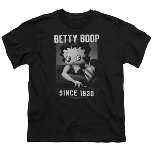 Betty Boop On The Line Kids Youth T Shirt Black
