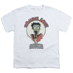 Betty Boop Breezy Zombie Love Kids Youth T Shirt White