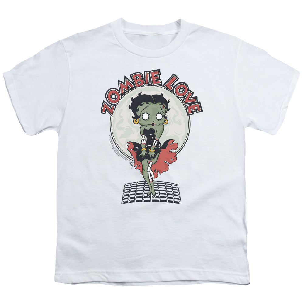 Betty Boop Breezy Zombie Love Kids Youth T Shirt White