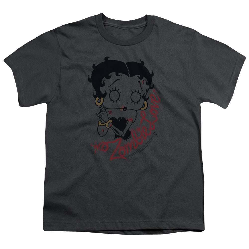 Betty Boop Classic Zombie Kids Youth T Shirt Charcoal