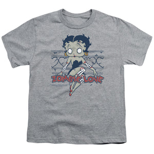 Betty Boop Zombie Pinup Kids Youth T Shirt Athletic Heather