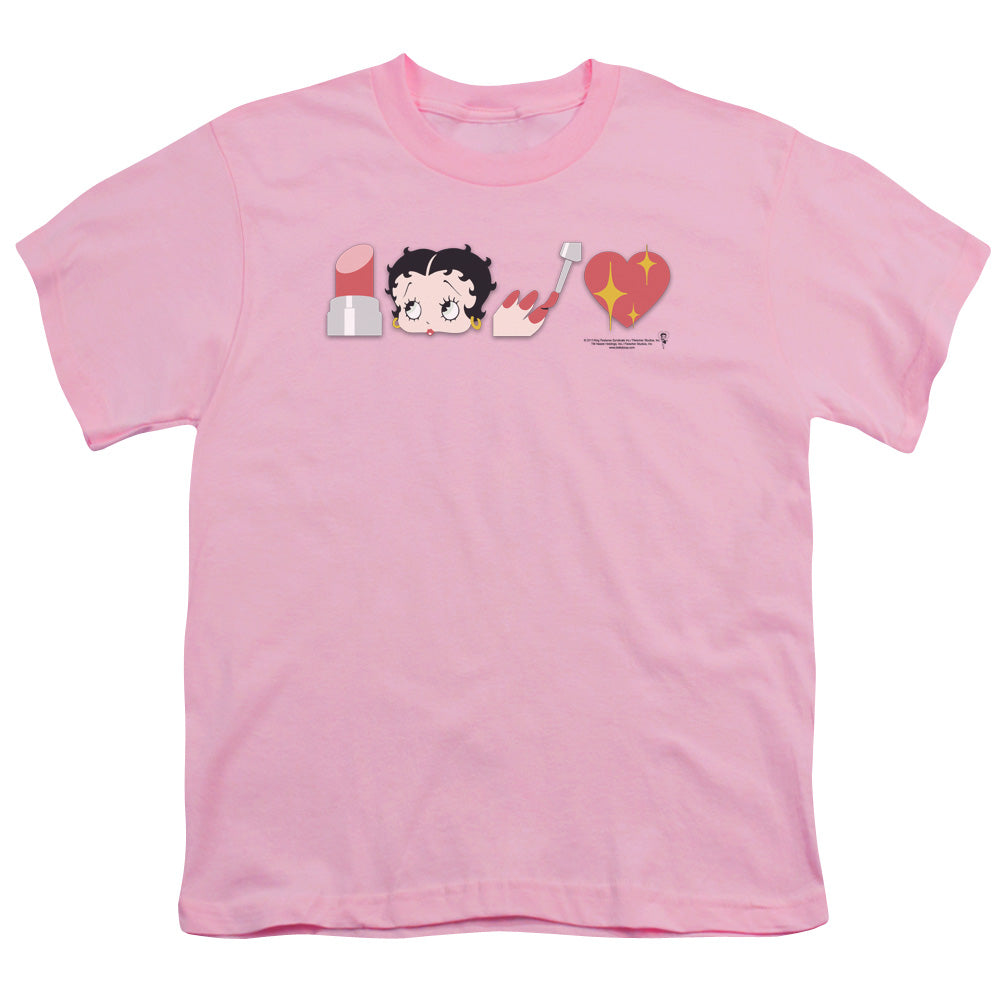 Betty Boop Symbols Kids Youth T Shirt Pink