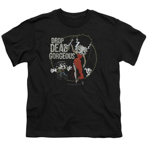 Betty Boop Drop Dead Gorgeous Kids Youth T Shirt Black