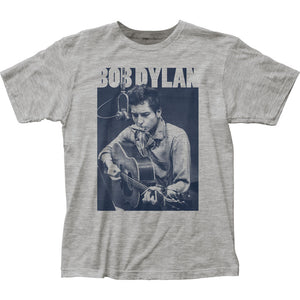 Bob Dylan Harmonica Mens T Shirt Grey
