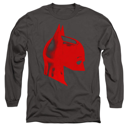The Batman Face Mask Mens Long Sleeve Shirt Charcoal Officially Licensed