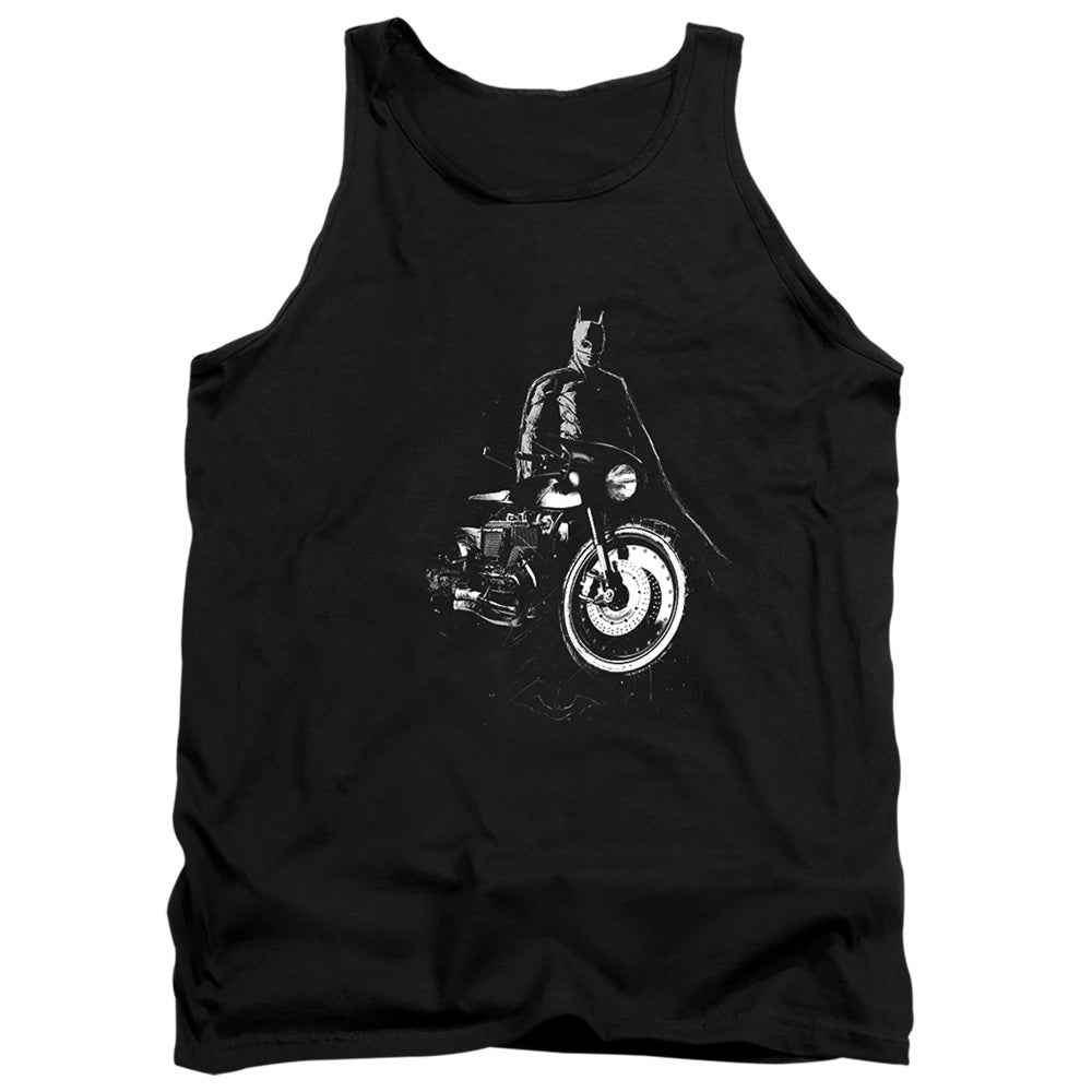 The Batman And His Motorcycle Mens Tank Top Shirt Black