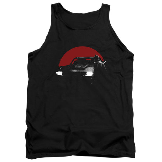 The Batman Red Moon And Batmobile Mens Tank Top Shirt Black