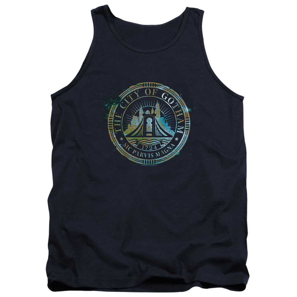 The Batman City Of Gotham Mens Tank Top Shirt Navy