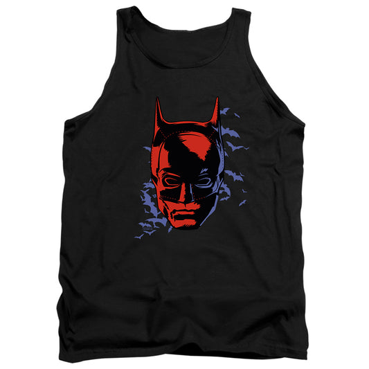 The Batman Shadowed Headshot Mens Tank Top Shirt Black