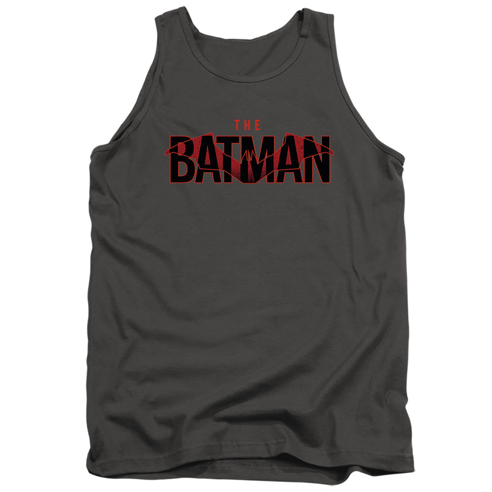 The Batman Logo With Red Bat Mens Tank Top Shirt Charcoal