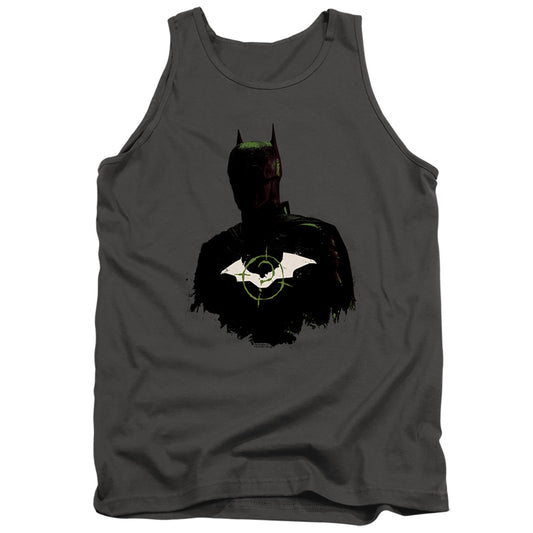 The Batman Silhouette With Riddler Logo Mens Tank Top Shirt Charcoal