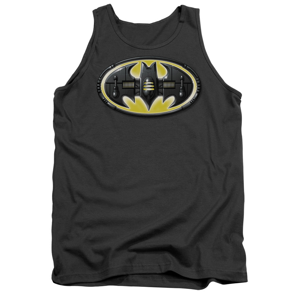 Batman Bat Mech Logo Mens Tank Top Shirt Charcoal