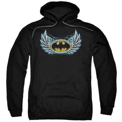 Batman Steel Wings Logo Mens Hoodie Black