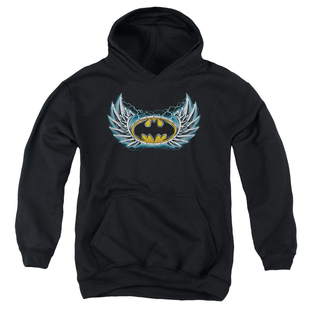 Batman Steel Wings Logo Kids Youth Hoodie Black