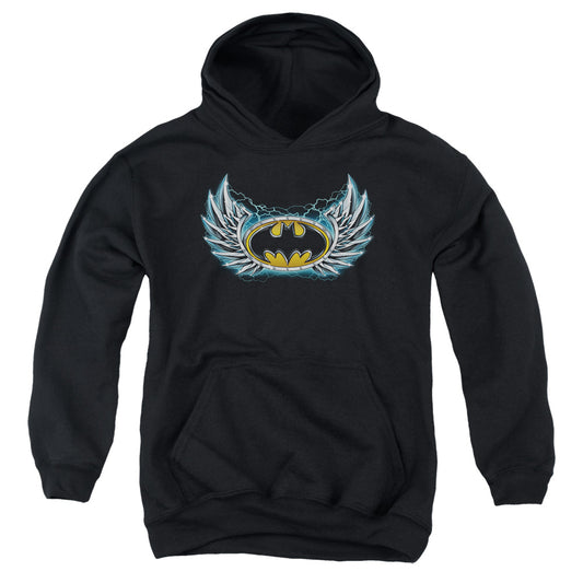 Batman Steel Wings Logo Kids Youth Hoodie Black