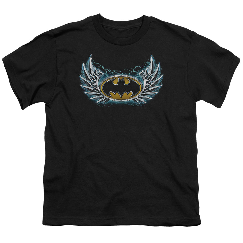 Batman Steel Wings Logo Kids Youth T Shirt Black