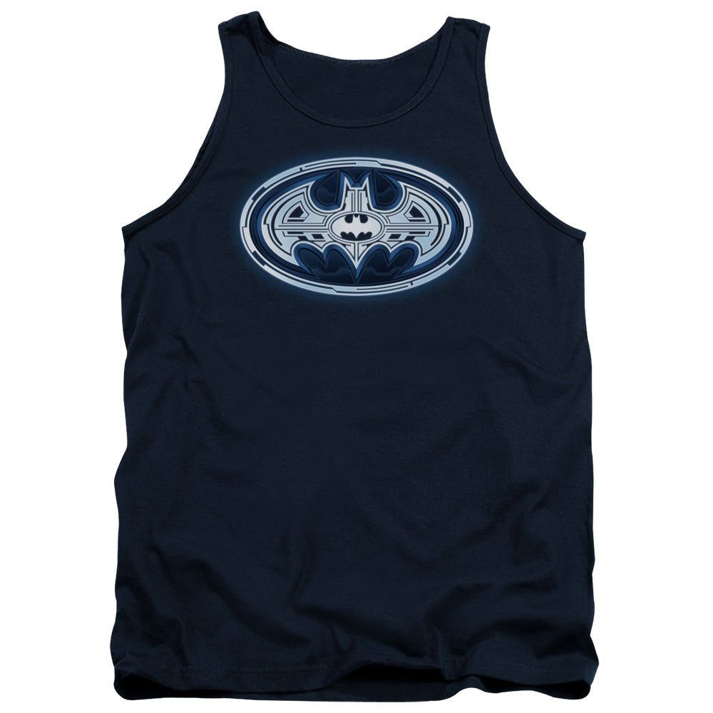 Batman Cyber Bat Shield Mens Tank Top Shirt Navy Blue