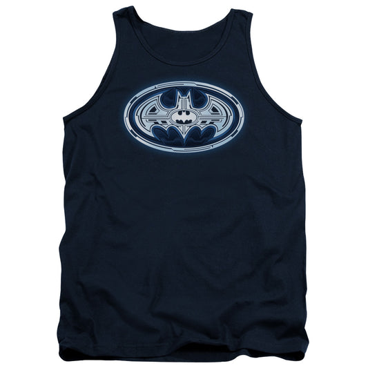 Batman Cyber Bat Shield Mens Tank Top Shirt Navy Blue