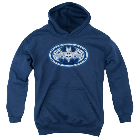 Batman Cyber Bat Shield Kids Youth Hoodie Navy Blue