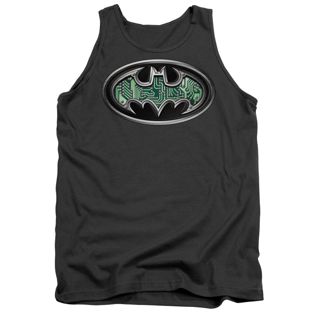 Batman Circuitry Shield Mens Tank Top Shirt Charcoal