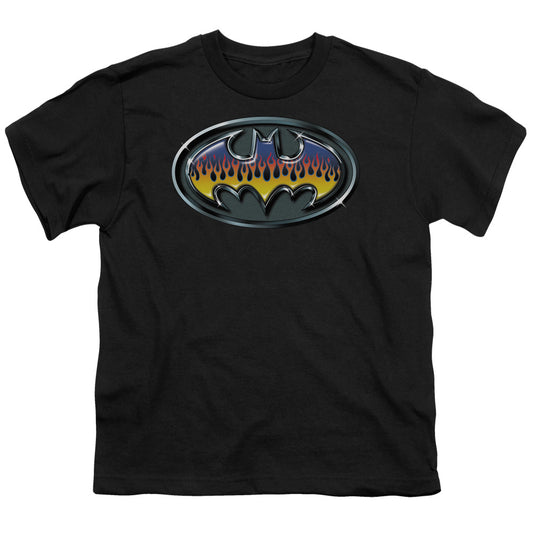 Batman Hot Rod Shield Kids Youth T Shirt Black