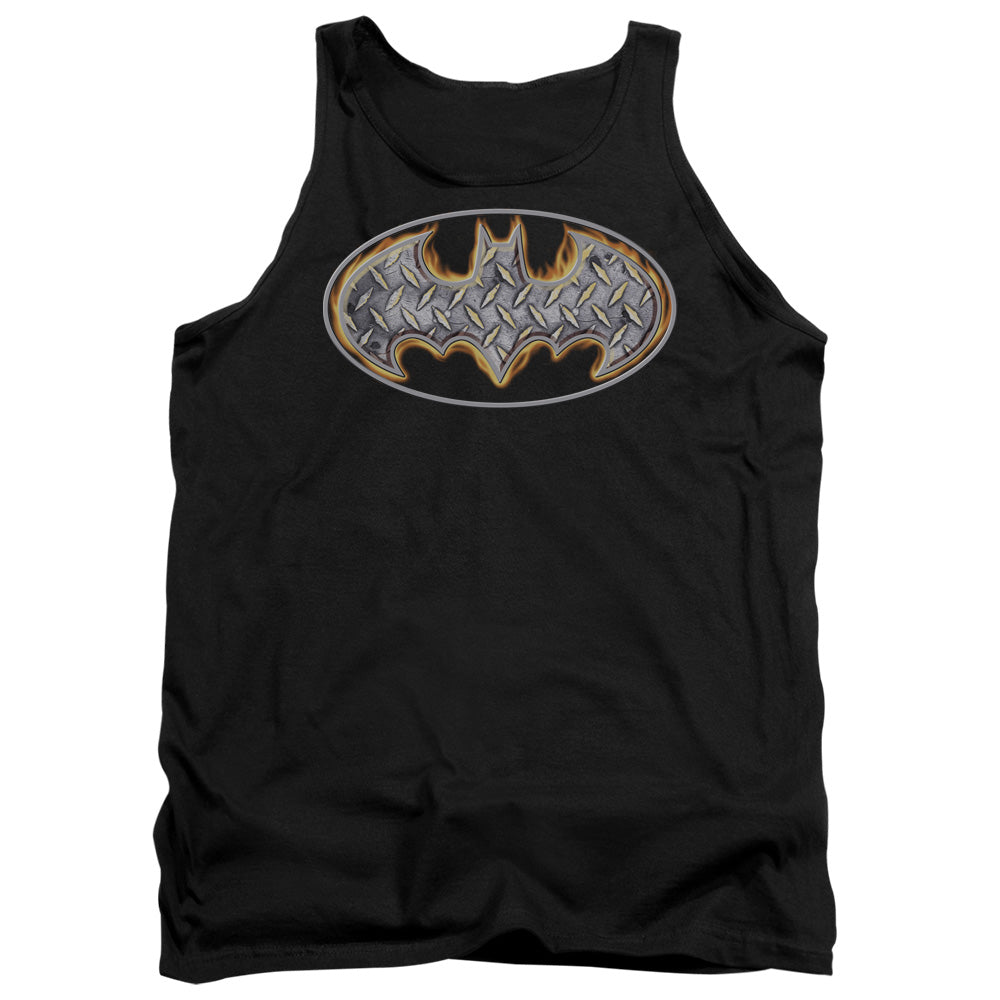 Batman Steel Fire Shield Mens Tank Top Shirt Black