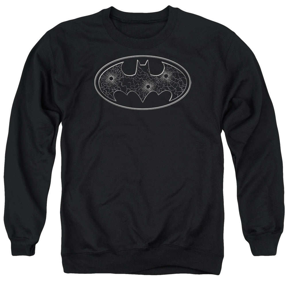 Batman Glass Hole Logo Mens Crewneck Sweatshirt Black
