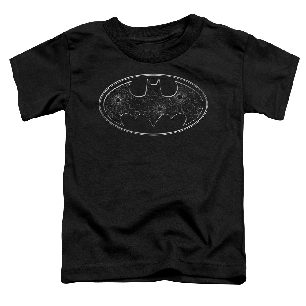 Batman Glass Hole Logo Toddler Kids Youth T Shirt Black