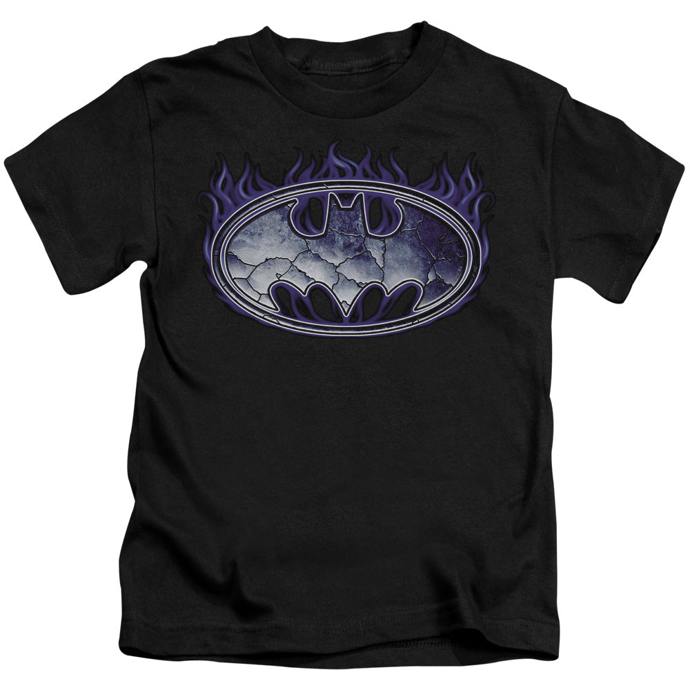 Batman Cracked Shield Juvenile Kids Youth T Shirt Black