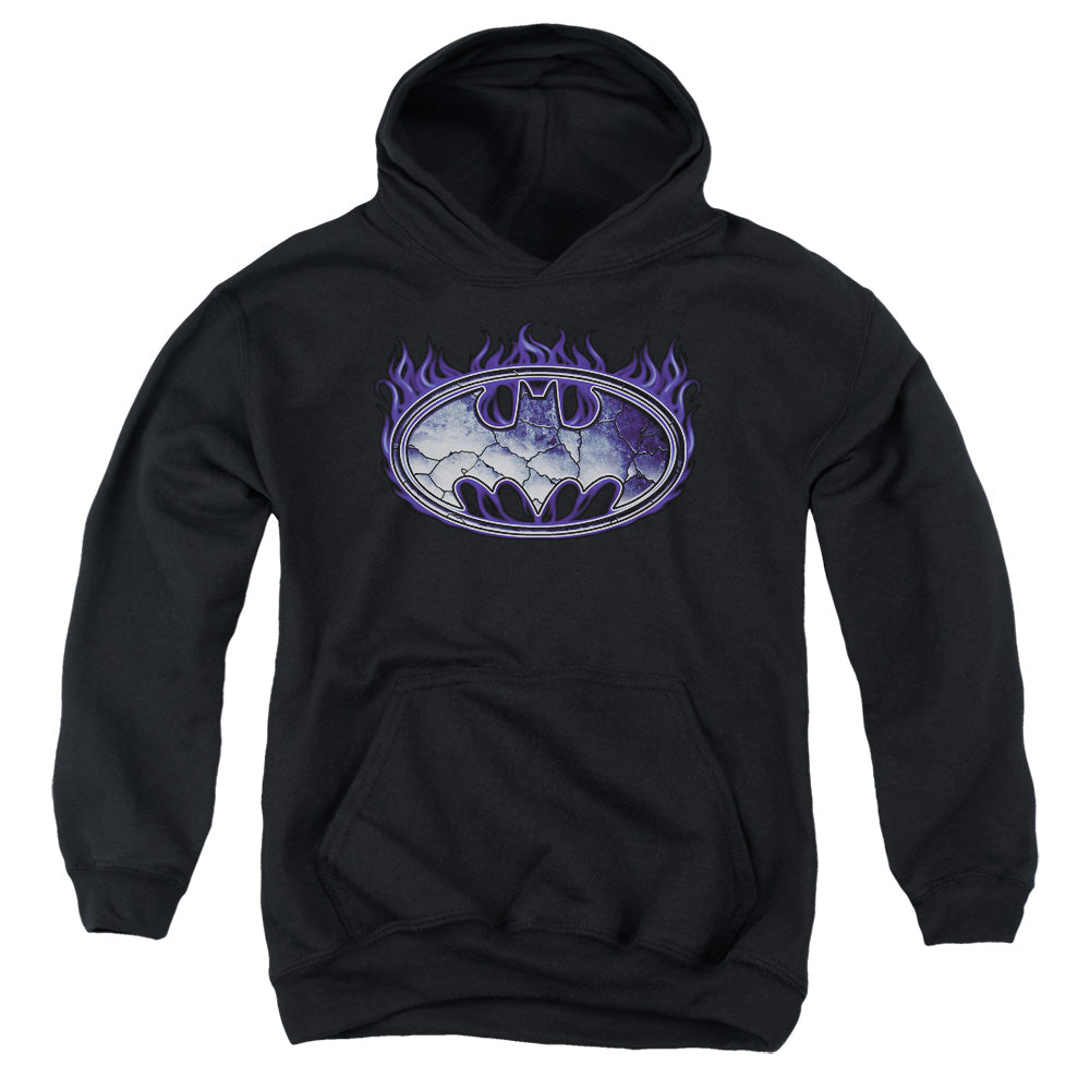 Batman Cracked Shield Kids Youth Hoodie Black