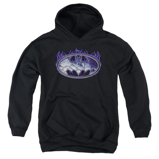 Batman Cracked Shield Kids Youth Hoodie Black