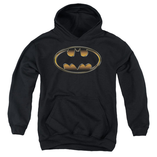 Batman Black & Gold Embossed Kids Youth Hoodie Black