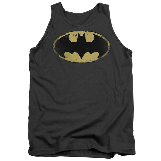 Batman Distressed Shield Mens Tank Top Shirt Charcoal