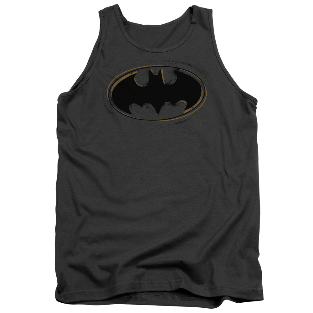 Batman Spray Paint Logo Mens Tank Top Shirt Charcoal