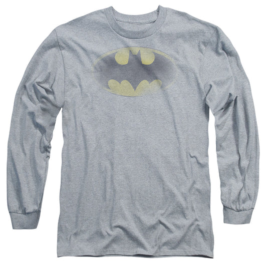 Batman Faded Logo Mens Long Sleeve Shirt Athletic Heather