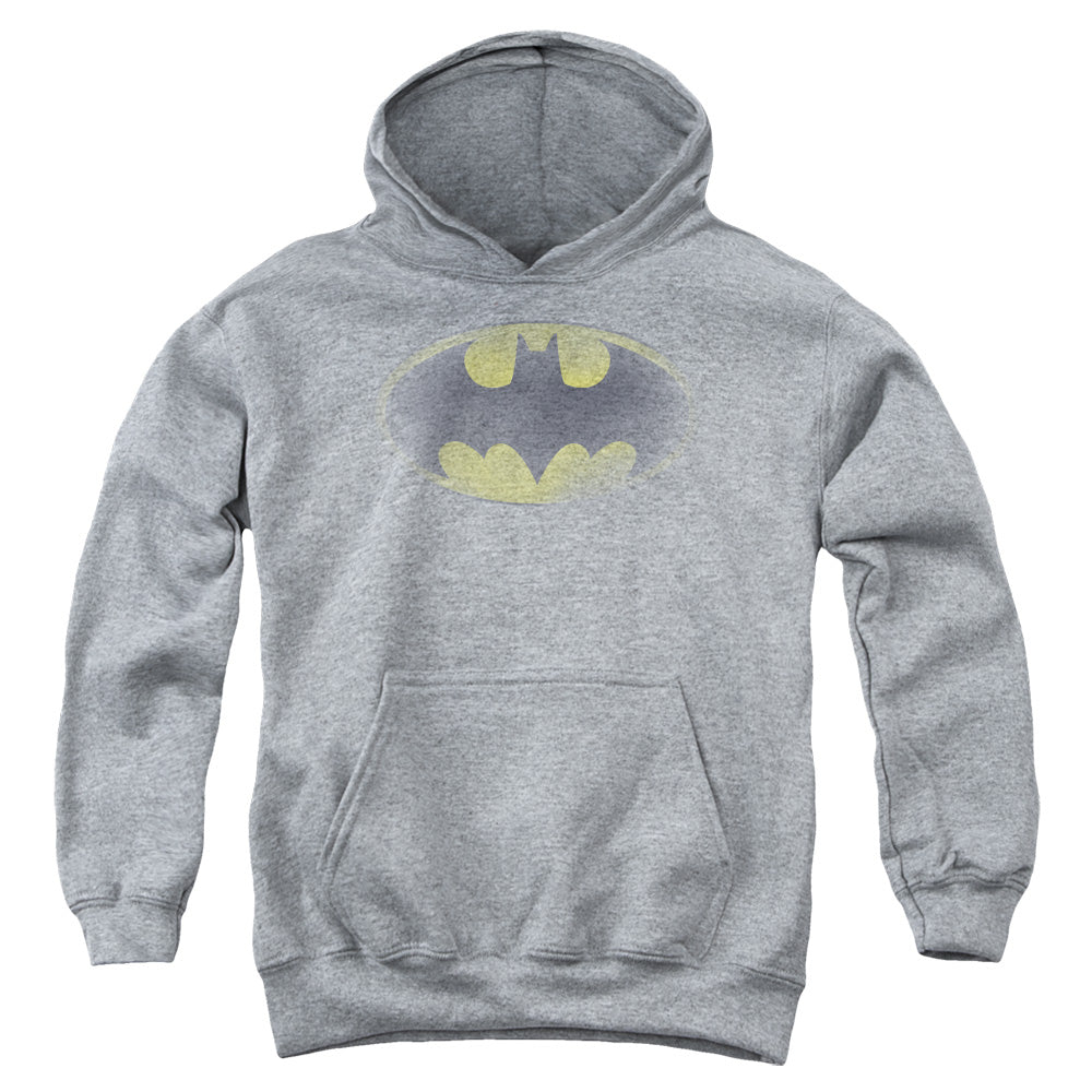 Batman Faded Logo Kids Youth Hoodie Heather